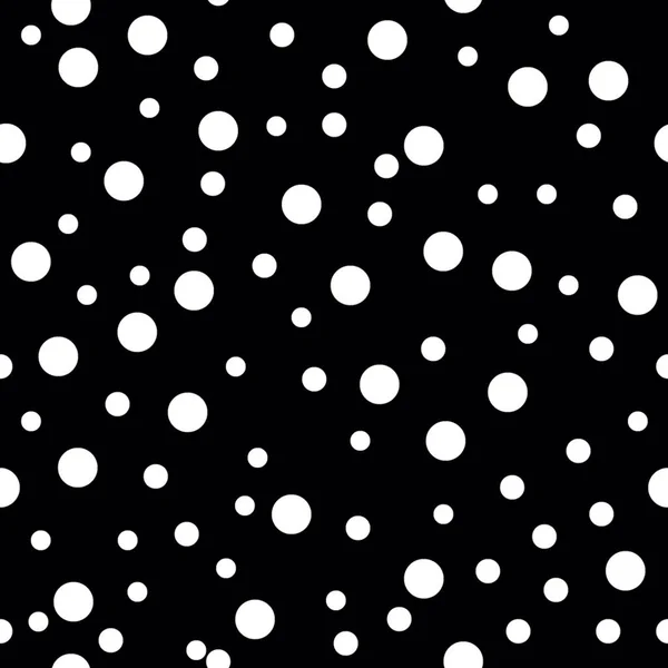 Padrão Sem Costura Pontilhada White Polka Dot Fundo Preto Fundo — Vetor de Stock