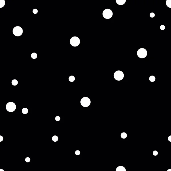 Motif Pointillé Sans Couture Pois Blanc Pois Sur Fond Noir — Image vectorielle