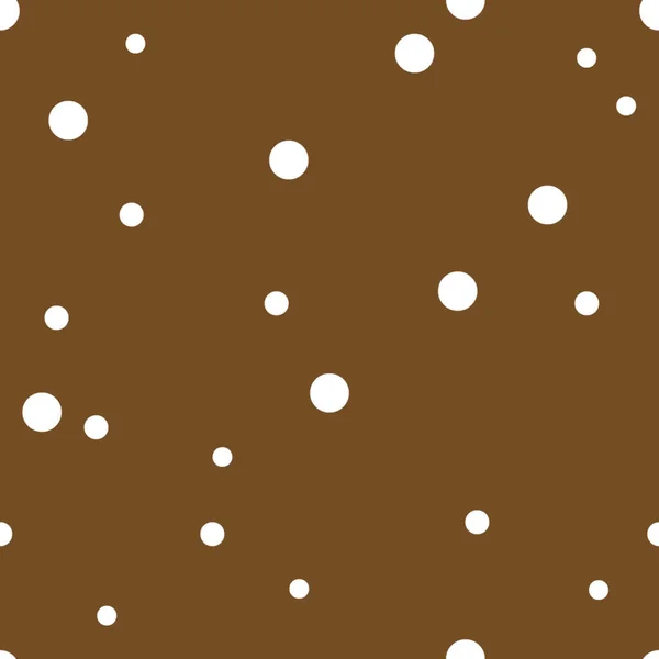 Gepunktetes Nahtloses Muster Weißer Polka Dot Auf Braunem Hintergrund Vektorillustration — Stockvektor