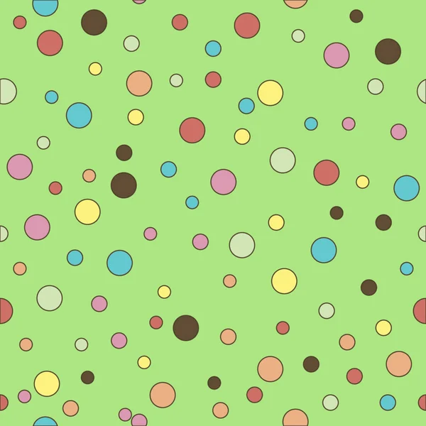 Coloré Pointillé Motif Sans Couture Polka Dot Sur Fond Vert — Image vectorielle