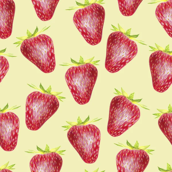 Fraise isolée sur fond blanc. Gros plan sur la baie rouge. Aliments biologiques frais. Aquarelle. Illustration botanique réaliste. Art dessiné à la main . — Photo