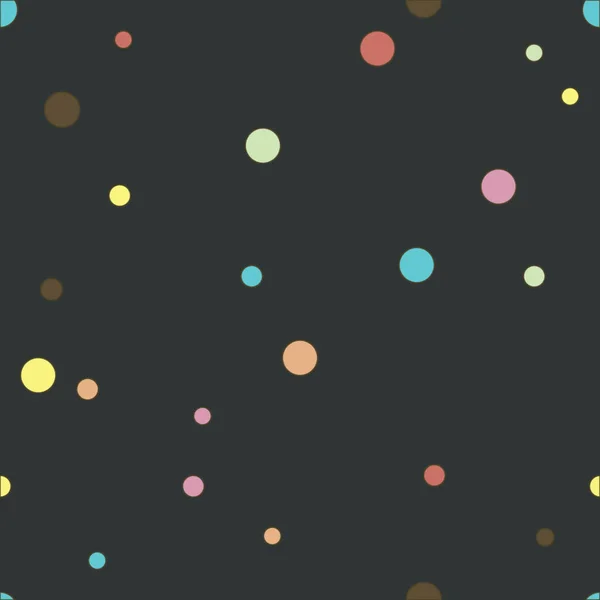 Πολύχρωμο διάστικτο μοτίβο χωρίς ραφή. Polka Dot σε σκούρο γκρι φόντο. Εικονογράφηση διανύσματος — Διανυσματικό Αρχείο