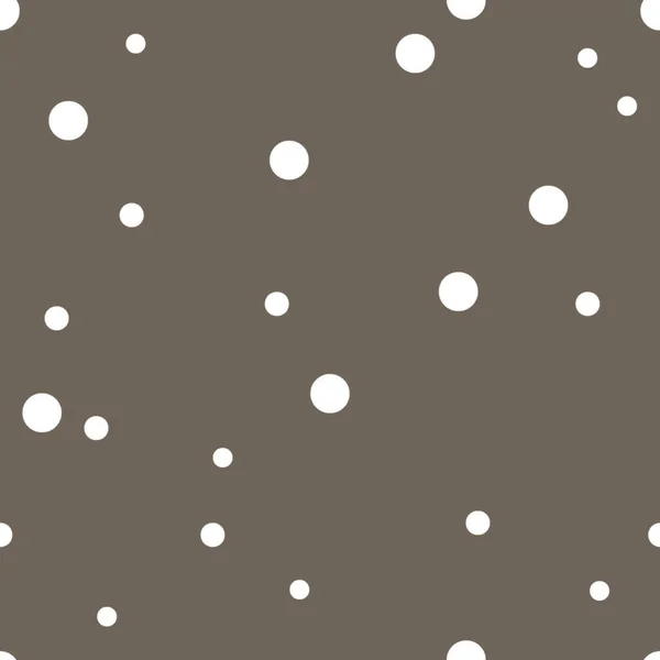 Gepunktetes nahtloses Muster. Weißer Polka Dot auf beige-grauem Hintergrund. Vektorillustration. Monochrom minimalistisches grafisches Design. Tapeten, Möbelstoffe, Textilien — Stockvektor