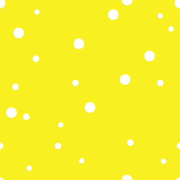 Gepunktetes nahtloses Muster. Weißer Tupfen auf gelbem Hintergrund. Vektorillustration. Monochrom minimalistisches grafisches Design. Tapeten, Möbelstoffe, Textilien — Stockvektor