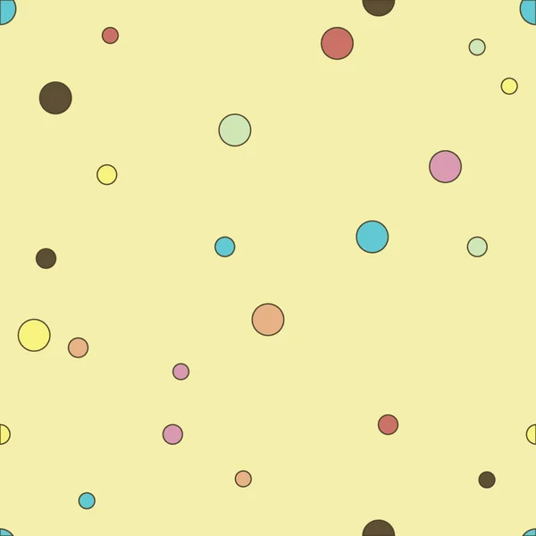 Coloré pointillé motif sans couture. Polka Dot sur fond jaune Fond. Illustration vectorielle — Image vectorielle