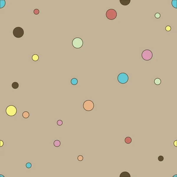 Padrão sem costura pontilhado colorido. Polka Dot em fundo bege Fundo. Ilustração vetorial — Vetor de Stock