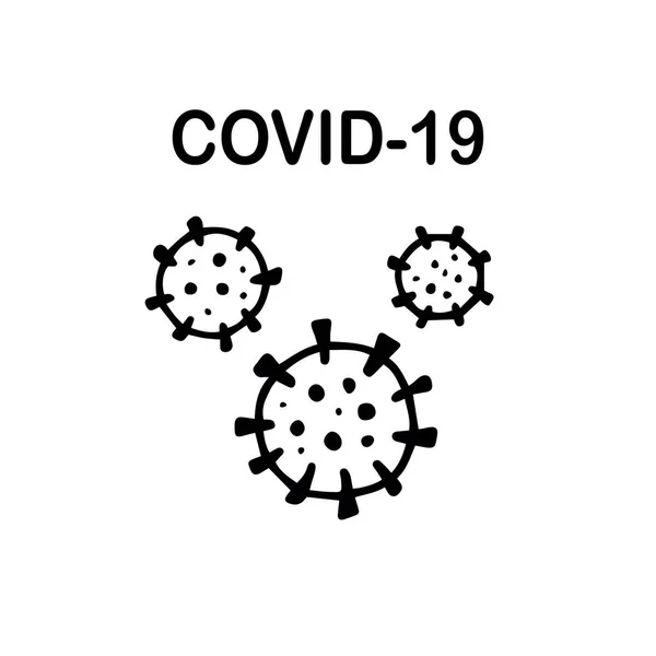 2019-nCoV símbolo isolado no fundo branco. Ícone COVID-19. Surto de coronavírus novo.Prevenção de infecção vívida. Alerta global de pandemia. Ilustração isolada do vetor da microbe.Isolated da célula perigosa do vírus —  Vetores de Stock