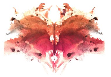 kahverengi suluboya simetrik Rorschach blot beyaz bir adam üzerinde