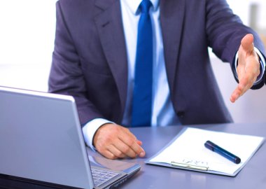 işadamı bir Resepsiyon bilgisayar grafikleri çalışma