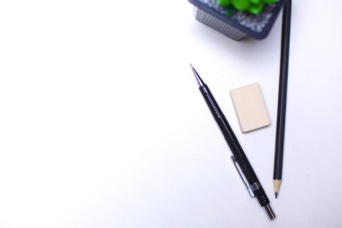 Kalemler ve kaktüs masaüstünde yalan