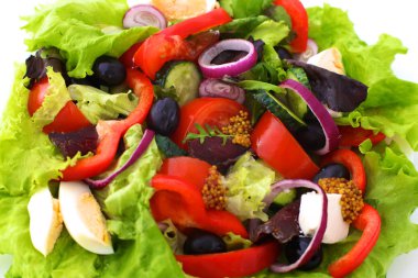 Salata taze sebze ve otlar plaka tablo