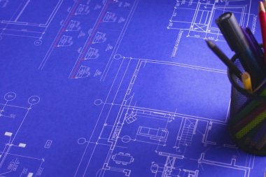 Mimari planlar, planlar ve çalışma tablosu üzerine çizim araçları