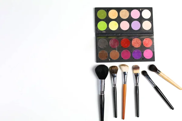 Makeup brushes set for professional on white background — Stock Photo, Image