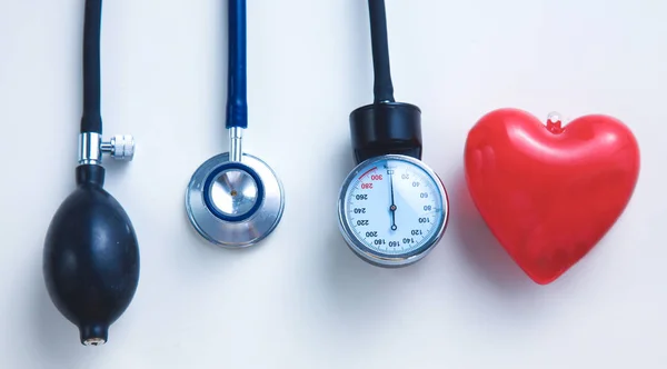 Blood pressure meter medical equipment isolated on white — Stock Photo, Image