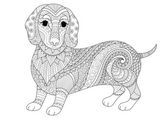 Zendoodle design jezevčík štěně pro dospělé obarvení kniha a T tričko design. Burzovní vektor