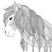Zendoodle podoba koně pro dospělé omalovánky pro proti stresu
