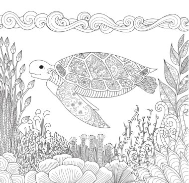 Kaplumbağa Zendoodle tasarımı 