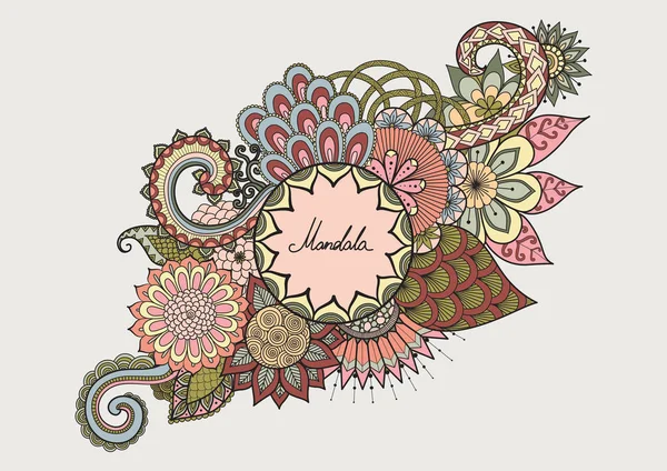 Detaljerade abstrakta färgstarka blommig mandala cirklar för bakgrund, banner, kort och så vidare. Lager vektor — Stock vektor