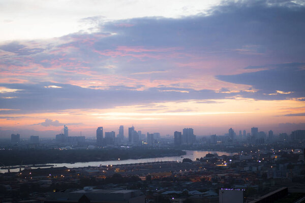 Rooftop view of central Bangkok city, Thailand.