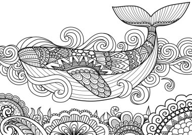 Üzerinde güzel mercan okyanusta yüzmeye dev güzel balina