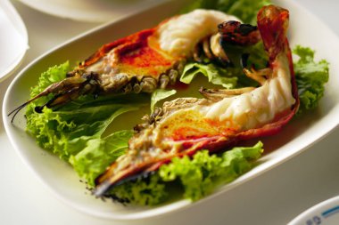 Izgara dev nehir karides, Tayland yemeği, Ayuttaya ünlüsü çanak, Tayland yemeği. Stok görüntü