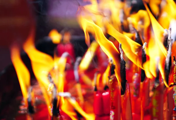 Fire on joss stick, Asian believes. Stock Image — Stock Photo, Image