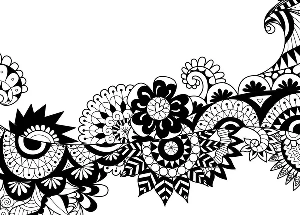 Design zendoodle de fluxo de flores para banner, fundo, cartão e outro elemento de design — Vetor de Stock