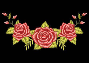Üç kırmızı gül nakış