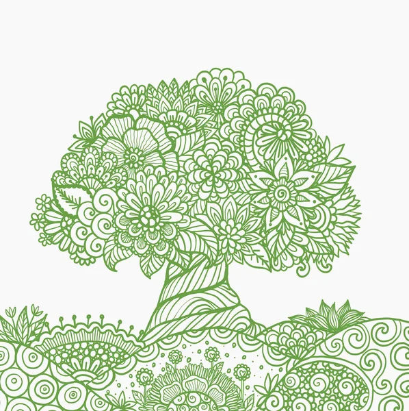 Hand drawn tree. Happy earth day — Stock Vector