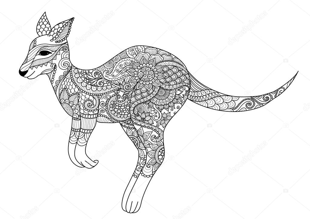 Download Zendoodle design of jumping kangaroo for design element ...