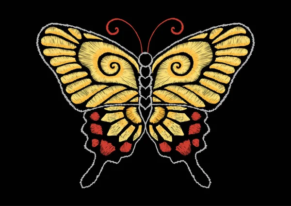 Κίτρινο πεταλούδα κεντήματος — Διανυσματικό Αρχείο