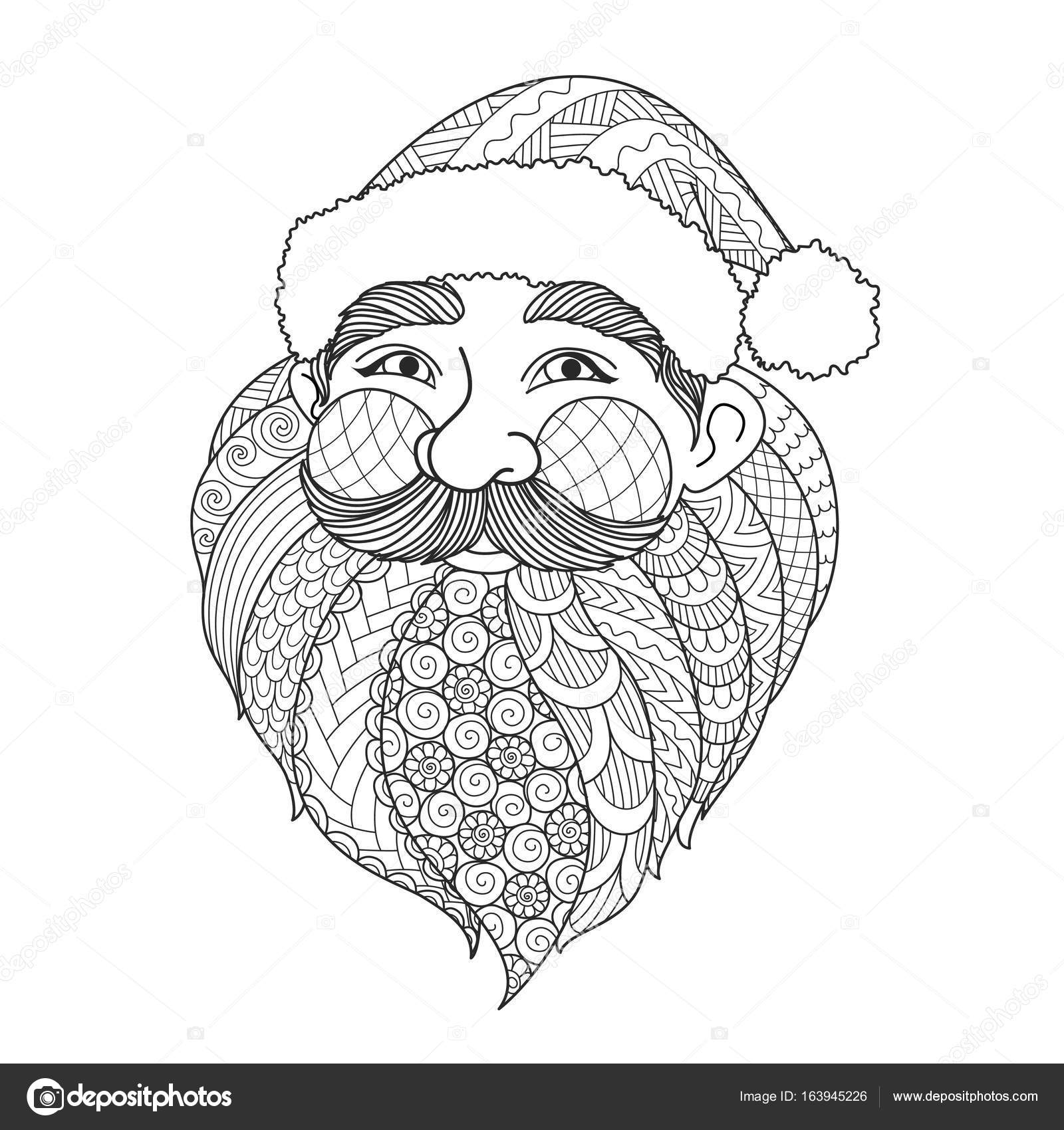 Ligne art création de smiley Santa Claus pour élément de design et l adulte livre de coloriage