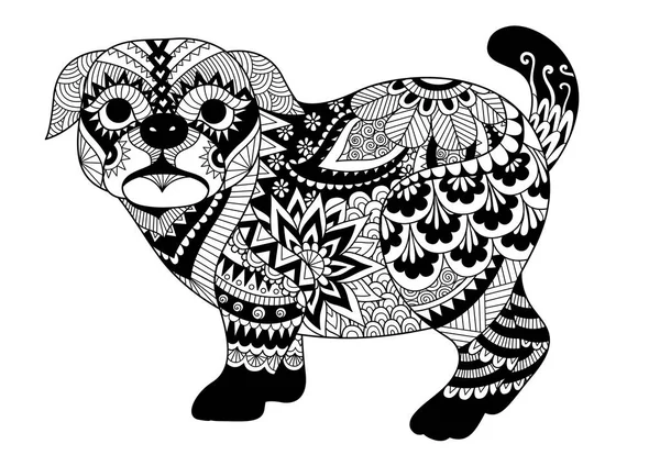 Diseño de arte de perro lindo pug — Vector de stock
