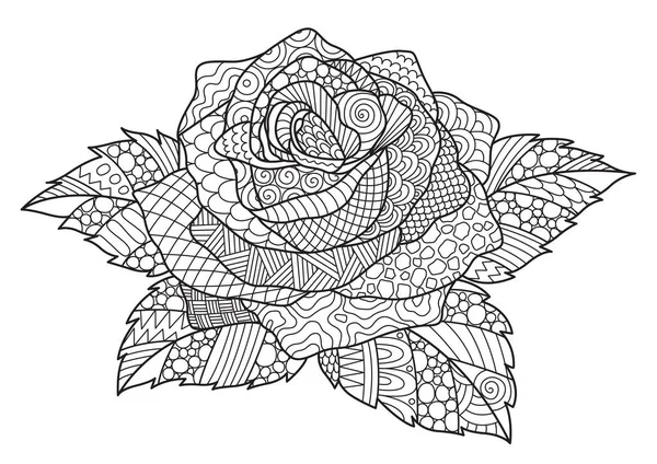 Coloring book page with rose — Stock Vector