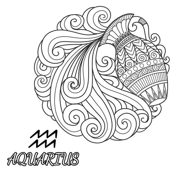 Line Art Design Vízöntő Állatöv Jel Design Elem Színező Oldal — Stock Vector