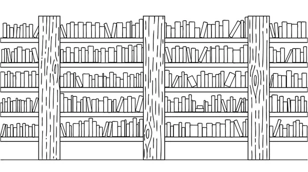 手描きの背景 デザイン要素 子供のための書籍のページを着色の本棚の書籍 ベクトル図 — ストックベクタ