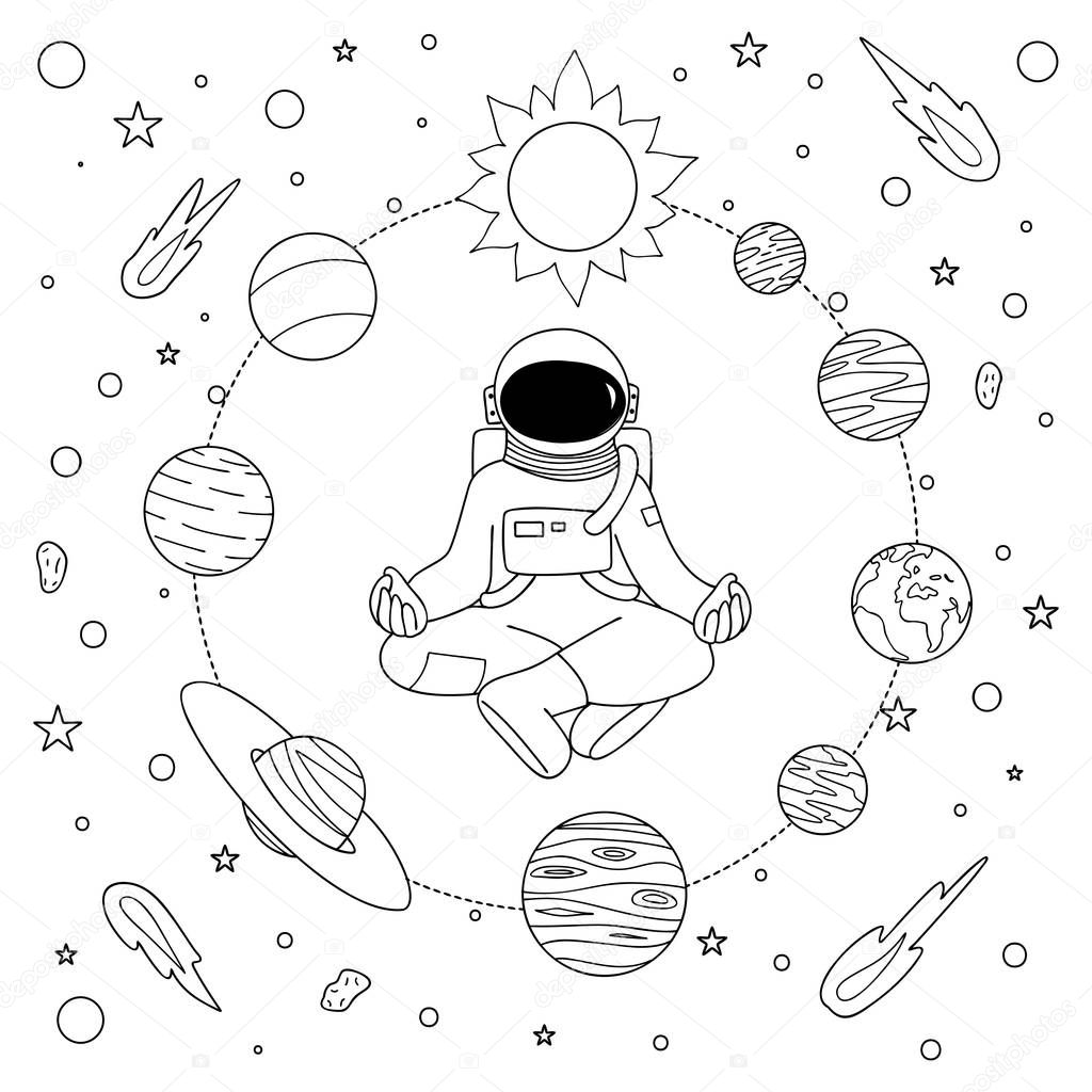 Elementos del sistema solar para colorear | espacio — Vector de stock