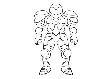 El çekilmiş şirin robot tasarım öğesi ve hem çocuklar hem de yetişkinler için kitap sayfa boyama için. Vektör çizim