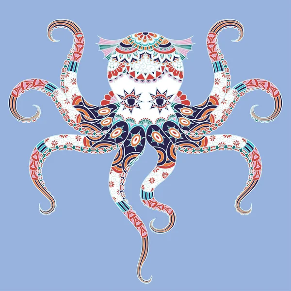 Pulpo Colorido Para Elemento Diseño Camiseta Impresa Ilustración Vectorial — Vector de stock