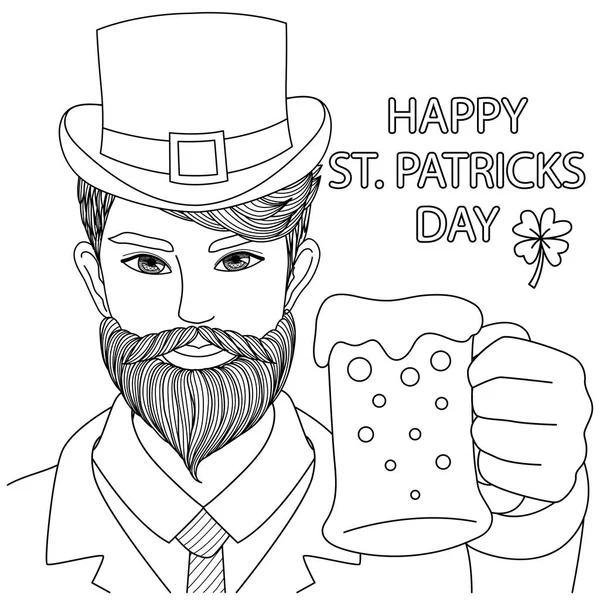 Homme Caucasien Tenant Verre Bière Avec Expression Happy Patricks Day — Image vectorielle