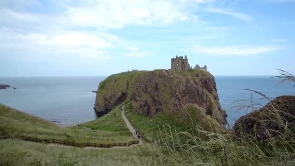 Dunnottar Castle Summer Scotland Velká Británie Roce 2018 — Stock video