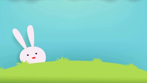 Animation Motion Graphic Easter Eggs Falling Green Grass — Stock Video