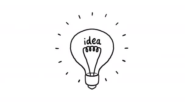 Styles Hand Drawn Light Bulb Frame Frame Animation Idea Concept — Stock Video