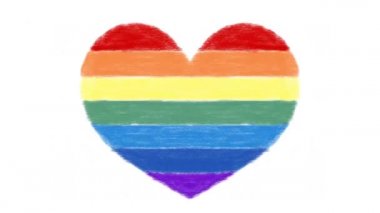 Kalp şekli ve bayrak şekli dahil olmak üzere 2 gökkuşağı arkaplanı biçimi. Çerçeve 2d canlandırma ile el çizimi