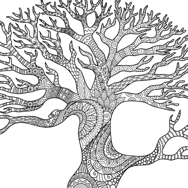 Conception Art Linéaire Branches Arbres Secs Pour Gravure Livre Coloriage — Image vectorielle