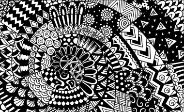 Arkaplan, pankart ve diğer dekorasyonlar için çizgi sanat tasarımı zendalgadan esinlenilmiş sanat. Vektör illüstrasyonu