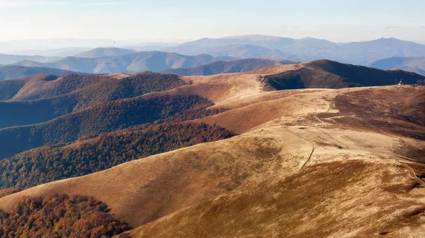 Otoño rojo en las montañas Cárpatas. Cerro Borzhava. Parque Nacional de Ucrania — Foto de Stock