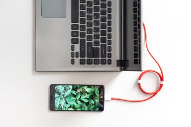 Dizüstü bilgisayardan şarj Smartphone.