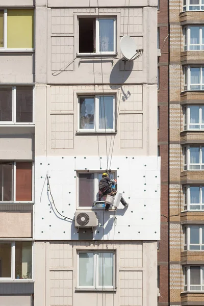 Pared Aislamiento Térmico Escalada Industrial Trabajos Gran Altitud Aislamiento Paredes — Foto de Stock