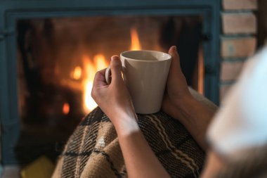 Huzur evinde şömine ve cam kapılı.